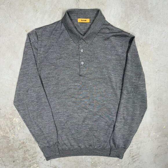 Gray Polo Collar Men's Sweater - Picture 11 of 11